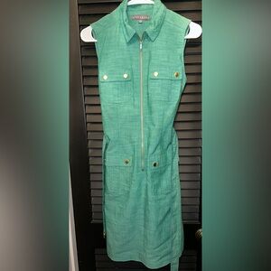 Mint Green Collared Knee-Length Dress